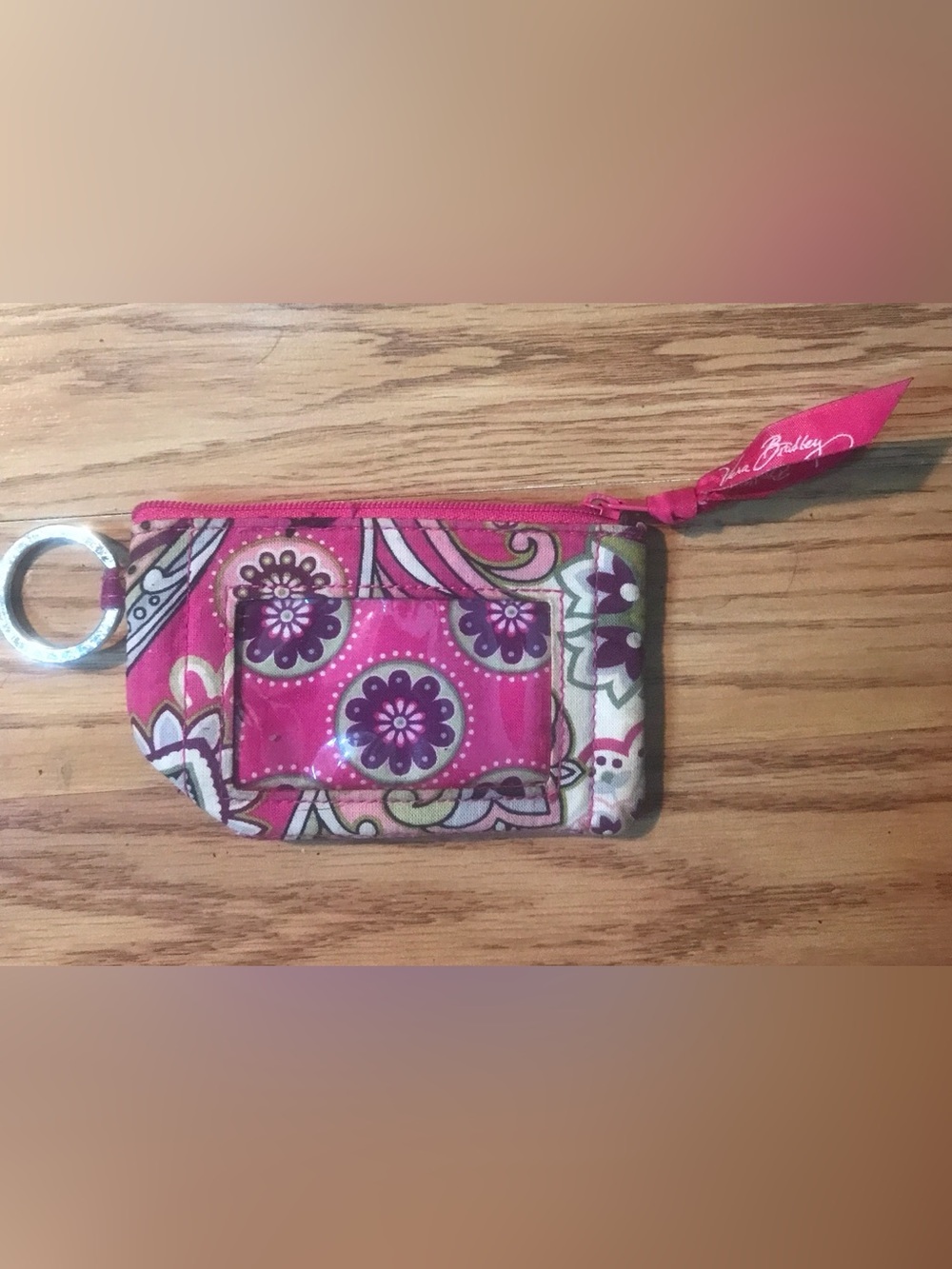 Vera Bradley Pink Paisley Floral ID Card Wallet Change Purse